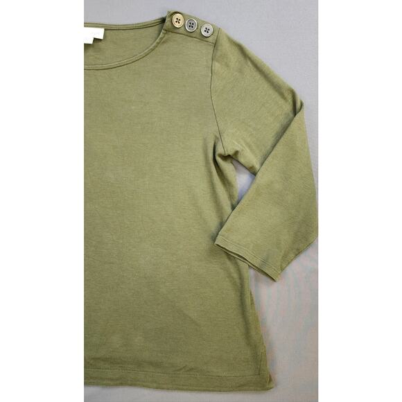 J Jill Top Womens Small Green Knit Tunic Shoulder Buttons 3/4 Sleeve Casual Soft - Picture 10 of 12